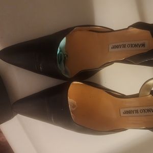 MANOLO BLAHNIK CLASSIC  KID LEATHER PUMPS SHOES slingbacks